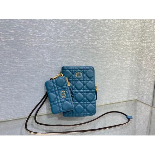 DIOR CARO MULTIFUNKTIONSTASCHE Geschmeidiges Cannage-Kalbsleder S5036UW Blau