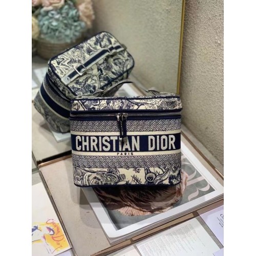 DIOR DIORTRAVEL KOSMETIKTASCHE Blau Dior Oblique Stickerei S5480VR