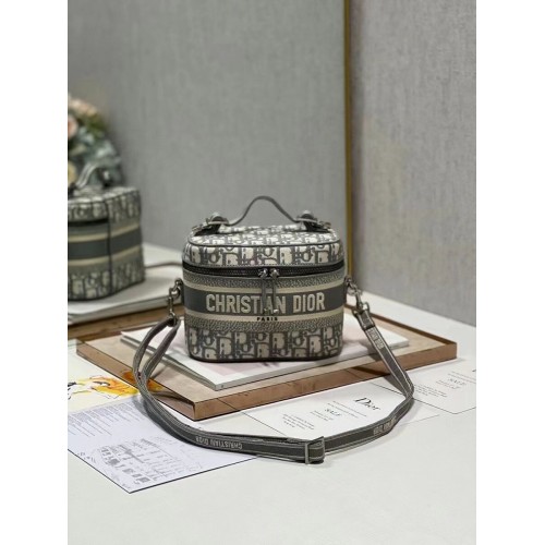 DIOR DIORTRAVEL KOSMETIKTASCHE Dior Oblique Stickerei C9088 grau