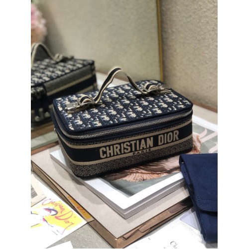 DIOR DIORTRAVEL Kosmetikkoffer Dior Oblique Stickerei S5481VR dunkelblau