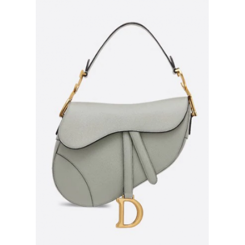 DIOR TASCHE M0446C AUS GRAUEM KALBSLEDER MIT SATTELGENARBUNG