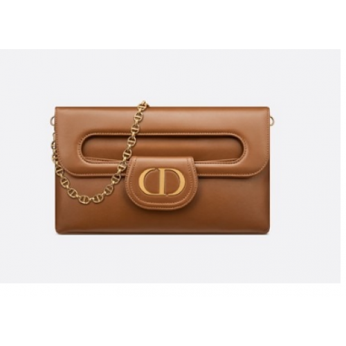 DIOR MEDIUM DIORDOUBLE BAG Kalbsleder mit Farbverlauf M8641U Cognacfarben Glatt