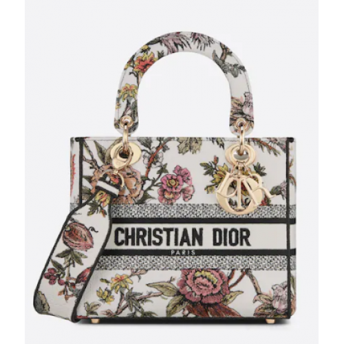 DIOR MEDIUM D-LITE LADY TASCHE Mehrfarbige Dior Jardin Botanique-Stickerei M0565