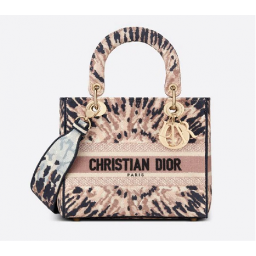 DIOR MEDIUM LADY D-LITE TASCHE Mehrfarbige Krawatte Dior-Stickerei M0565OJA