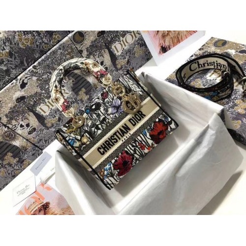 DIOR MEDIUM Mehrfarbige Mille Fleurs-Stickerei M0565OR