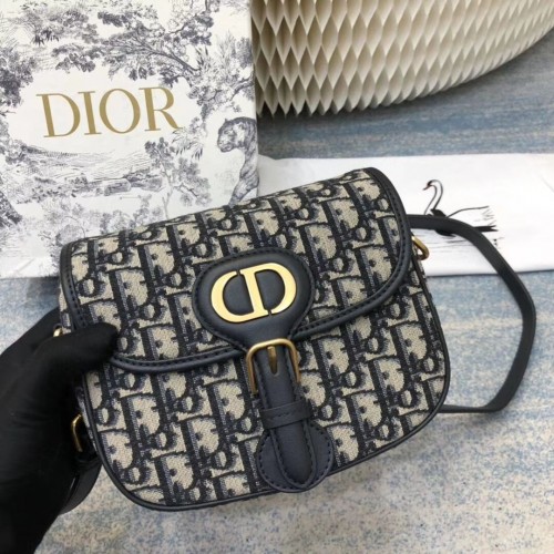 MITTLERE DIOR BOBBY TASCHE C0268 BLAU Blauer Dior Oblique Jacquard M9319