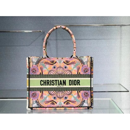 DIOR KLEINE DIOR BOOK TOTE Mehrfarbige Krawatte Dior-Stickerei C1296