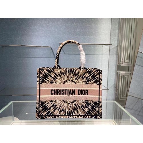 DIOR KLEINE DIOR BOOK TOTE Mehrfarbige Krawatte Dior Stickerei C1296-2