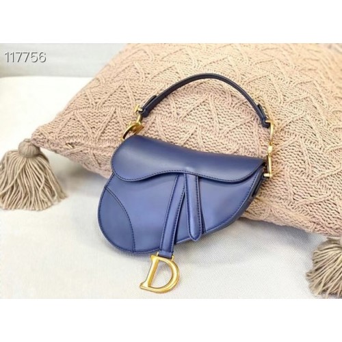 DIOR KLEINE SATTELTASCHE Kalbsleder M0445CW BLAU