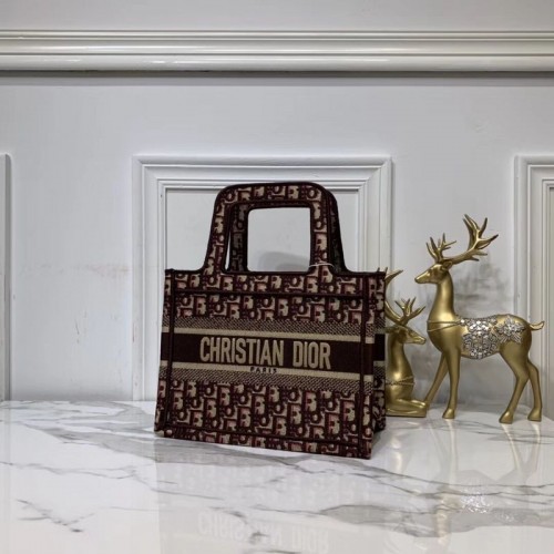 DIOR TRAGETASCHE AUS BESTICKTEM LEINWAND C0195 Wein