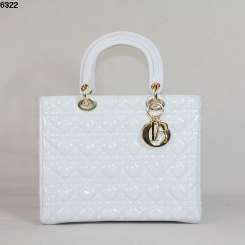 Christian Lady Dior Tasche aus weißem Lackleder 6322 Gold