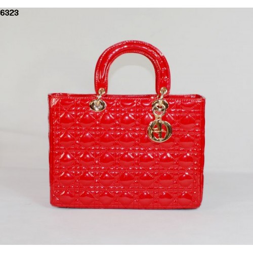 Christian Lady Dior Rote Lackledertasche 6323 Gold