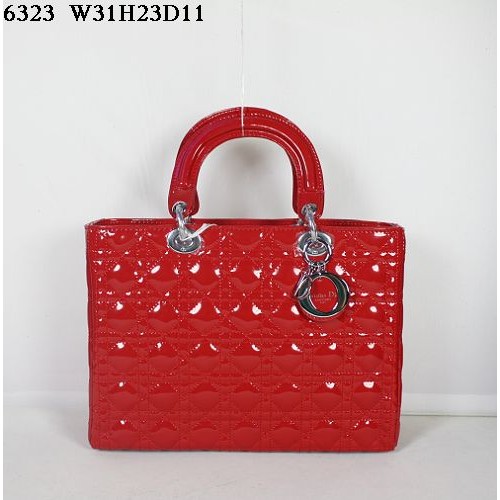Christian Lady Dior Rote Lackledertasche 6323