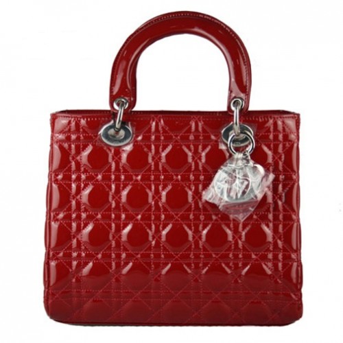 Christian Lady Dior Rote Lackledertasche 9928