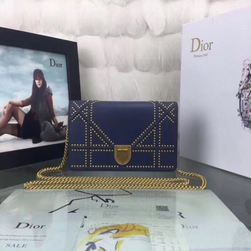 Dior CANNAGE Mini-Schultertasche aus echtem Schafsleder 3709 blau