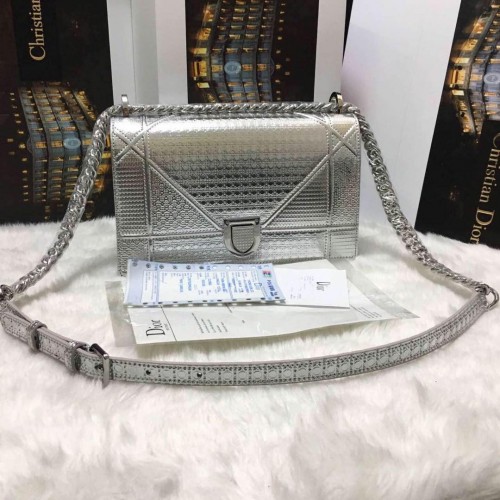 Dior Diorama Tasche Original Leder CD13S Silber