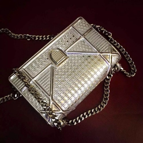 Dior Diorama Tasche Original Leder CD13S Silber Dior Diorama Tasche Original Leder CD13S Silber