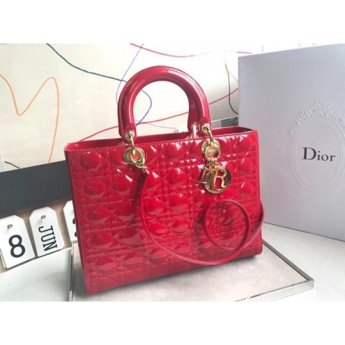 Dior GROSSE LADY DIOR LAMMLEDERTASCHE CAL44560 rot