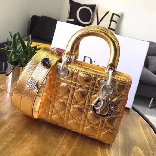 Dior Lucky Badges Original Schaffell-Ledertasche 88034 Gold