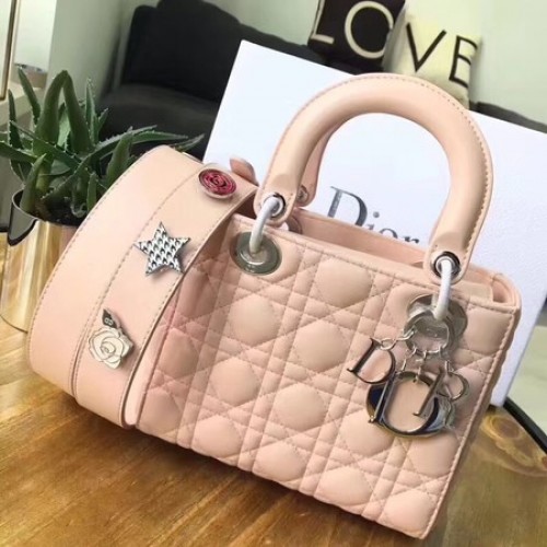 Dior Lucky Badges Original Schaffell-Ledertasche 88034 Pink