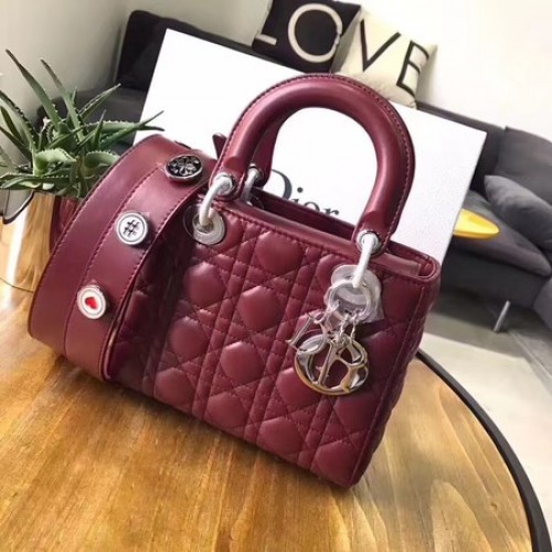 Dior Lucky Badges Original Schaffell-Ledertasche 88034 Rot