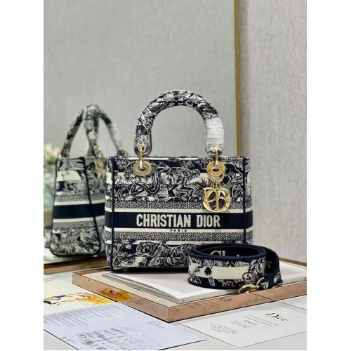 Dior MITTLERE LADY D-LITE TASCHE Bestickt M0565-13