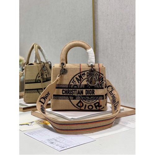 Dior MITTLERE LADY D-LITE TASCHE Bestickt M0565-19