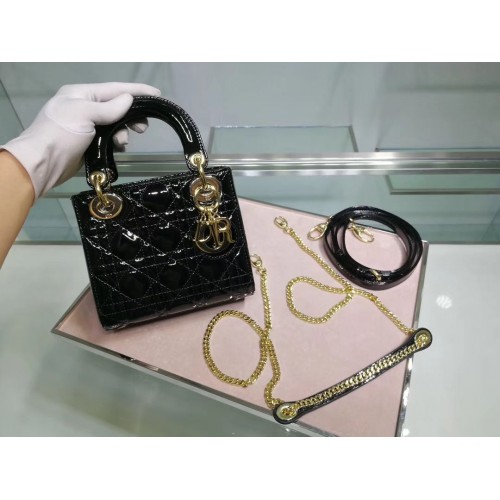 Dior MINI LADY DIOR KALBSLEDER Schwarz TASCHE M0505O Gold