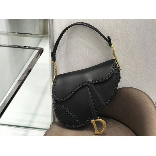 Dior MINI-SATTELTASCHE AUS SCHWARZEM KALBSLEDER M0447 schwarz