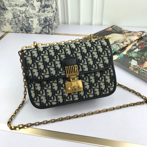 Dior Oblique Canvas Kette Umhängetasche S2013 Marineblau