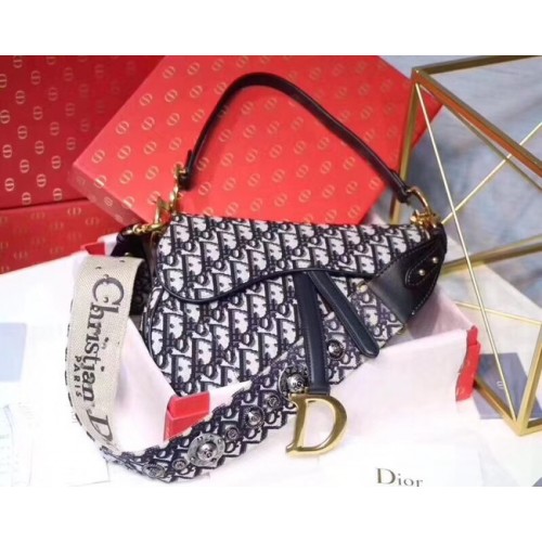 Dior SATTELTASCHE AUS BLAUEM LEINWAND M0446