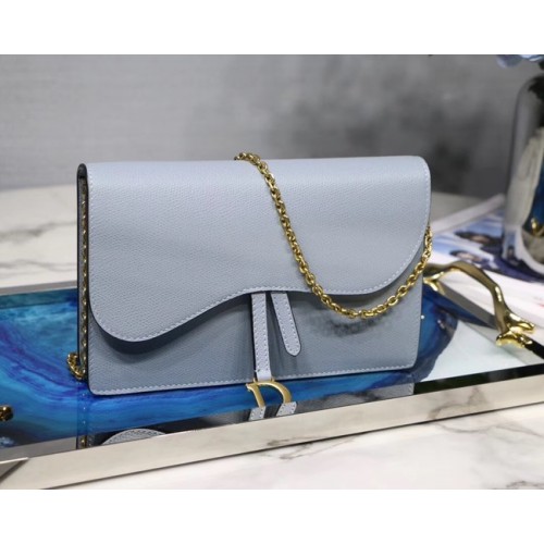 Dior SADDLE DIOR OBLIQUE Clutch mit Kette S5614 hellblau