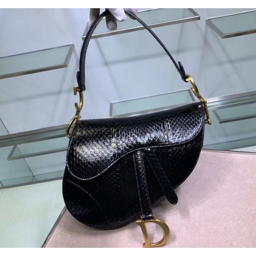 Dior SADDLE Tote aus Schlangenleder C9046 schwarz