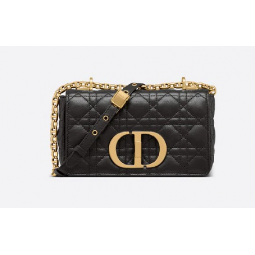 Dior KLEINE TASCHE DIOR CARO Schwarzes weiches Cannage-Kalbsleder M9241