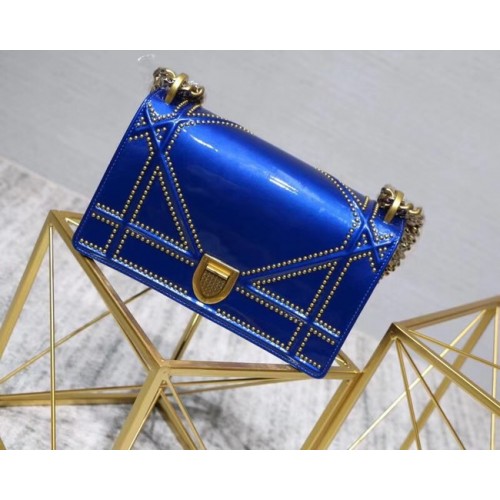 Dior Kleine Diorama Überschlagtasche Kalbsleder M0421 blau