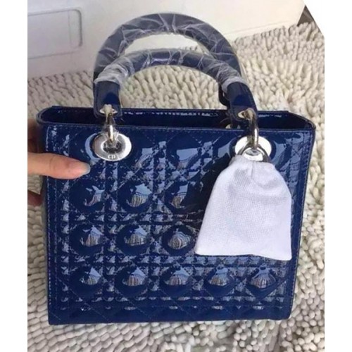 Dior Small Lady Dior Tasche Lackleder CD8239 Blau