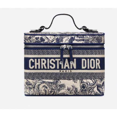 Dior Toile de Jouy Stickerei DIORTRAVEL Kosmetikkoffer S5480V Blau