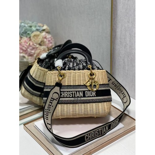 Dior Woven Apricot mit schwarzem Leder C9908