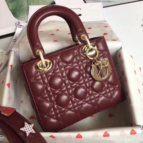 Dior Lucky Badges Original Schaffell Tragetasche A88035 Bordeaux