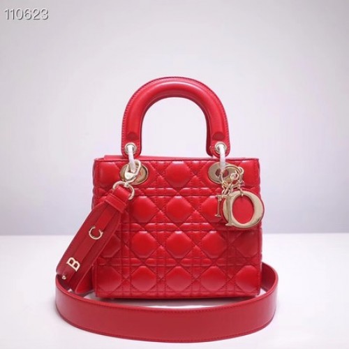 Dior Lucky Badges Original Schaffell Tragetasche A88035 rot