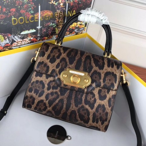 Dolce Gabbana Tasche aus Leopardenleder mit Griff oben DG8588 Braun