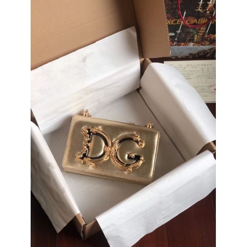 Dolce Gabbana Origianl Leder Umhängetasche 4006 gold