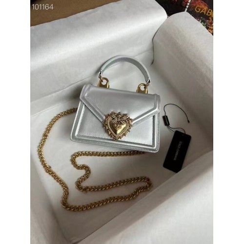 Dolce Gabbana Origianl Leder Umhängetasche 4011 silber