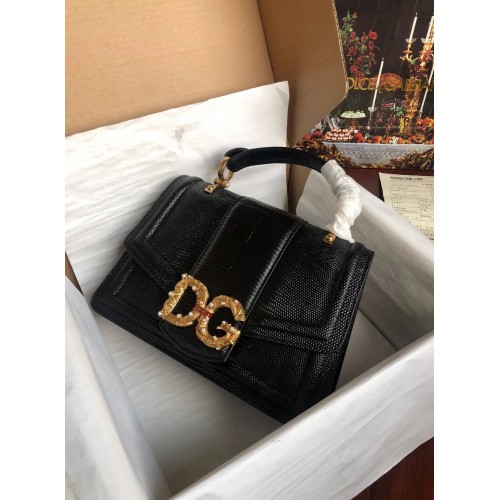Dolce Gabbana Origianl Ledertasche aus Eidechsenleder 4916F Schwarz