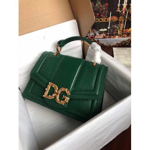 Dolce Gabbana Origianl Ledertasche aus Eidechsenleder 4916F Schwarzgrün