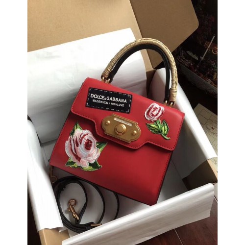 Dolce Gabbana SICILY Chrysantheme Kalbsleder Tragetaschen 5588-2 rot