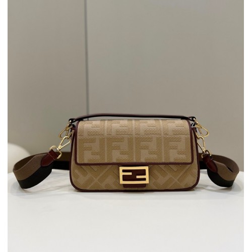 FENDI BAGUETTE CHAIN FF Stofftasche 8BR600A braun