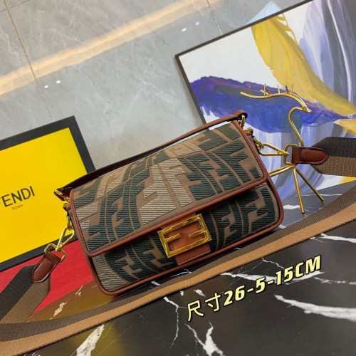 FENDI BAGUETTE Leinentasche F000159 Braun