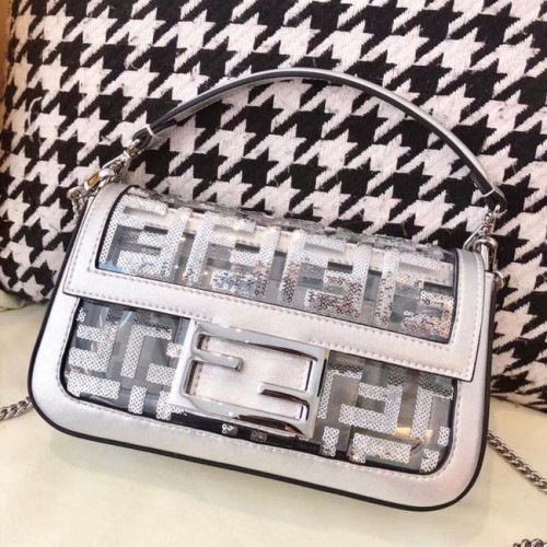 FENDI BAGUETTE MON TRESOR PU Mini Umhängetasche 8BR771A weiß