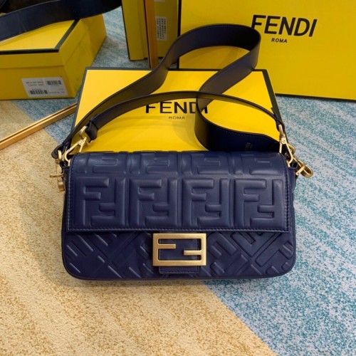FENDI BAGUETTE Mini Schultertasche 8BS017 dunkelblau